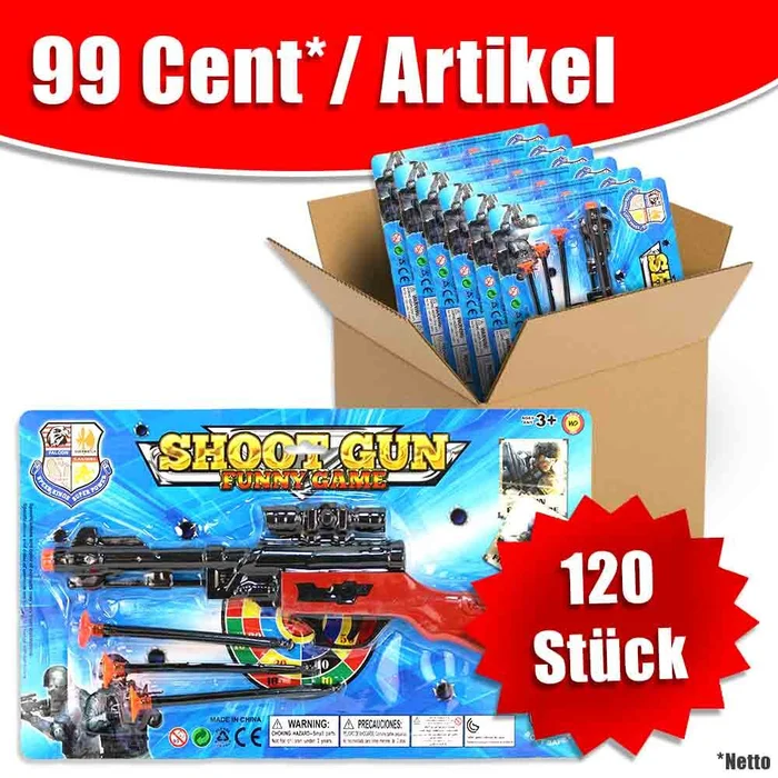 120 Karten mit Gewehr und Pfeilen im Umkarton