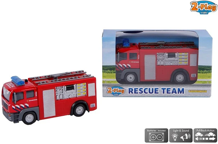 2-Play Die-cast Pull Back Brandweer NL Licht en Geluid