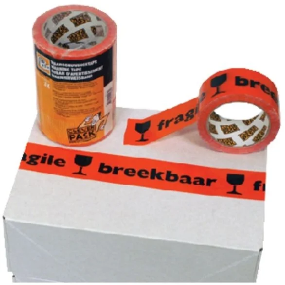 3 Rollen Verpackungsklebeband mit Aufdruck „Zerbrechlich“