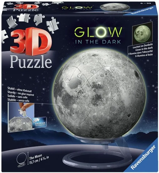 3D Puzzelbal Maan Glow in the Dark, 72st.