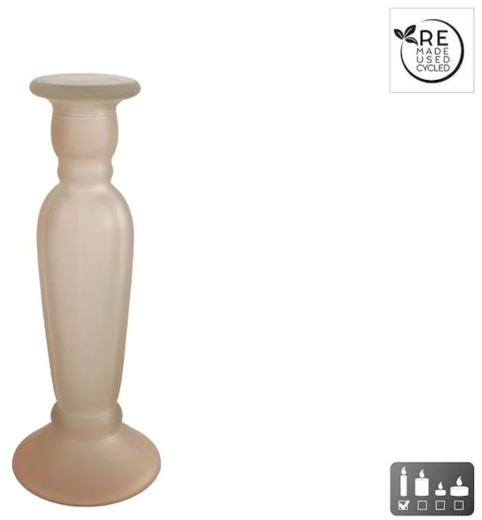 3R Kandelaar/Vaas Anadir mat beige glas 9x9x22cm