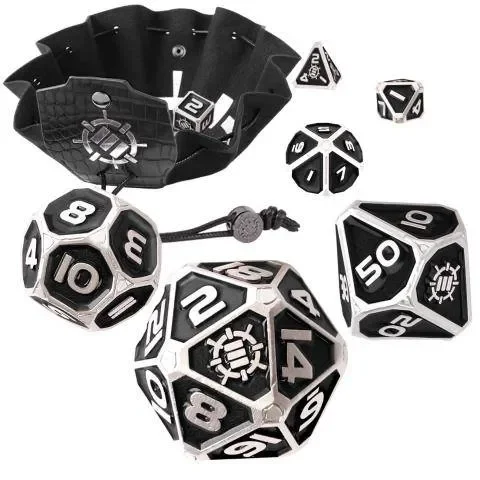 7pc Metal RPG Dice Set Black – ENHANCE Tabletop Collectors Edition