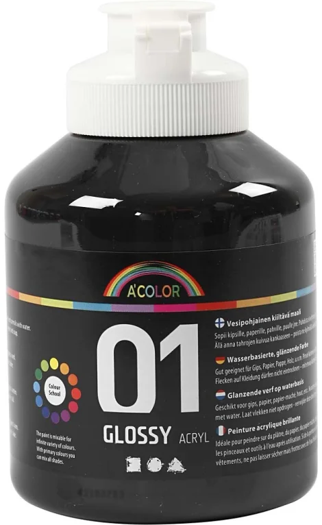 A-Color A-Color Glänzende Acrylfarbe Schwarz 500 ml