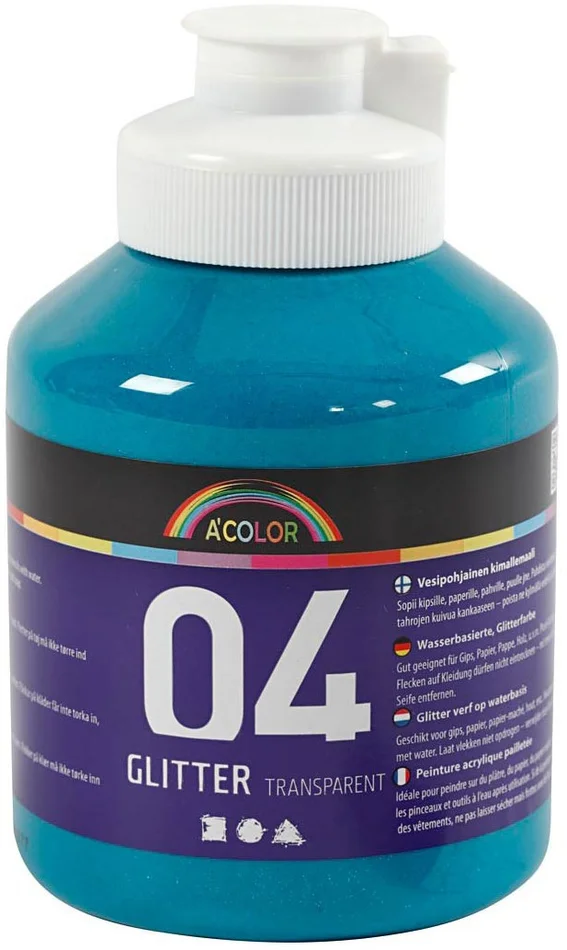 Acrylverf Glitter voor Kinderen – Turquoise, 500ml