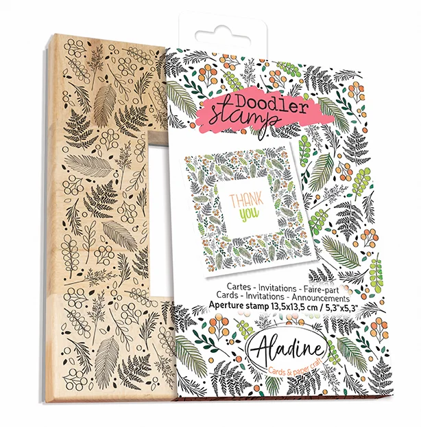 Aladine Aladine Houten Doodler Stempel 13,5×13,5 cm Bladeren