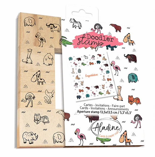 Aladine Aladine Houten Doodler Stempel 13,5×13,5 cm Dieren