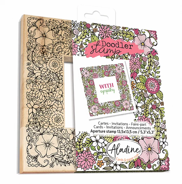 Aladine Aladine Houten Doodler Stempel 13,5×13,5 cm Lente Bloemen