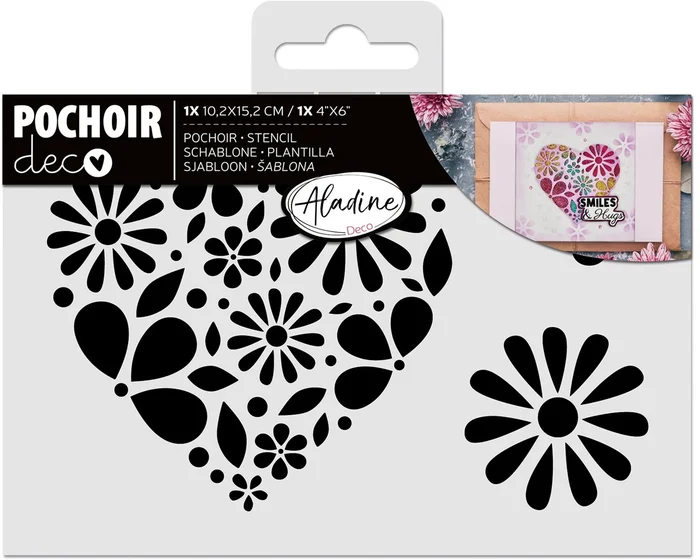 Aladine Aladine Stencil Hart Van Bloemen 10 x 15 cm