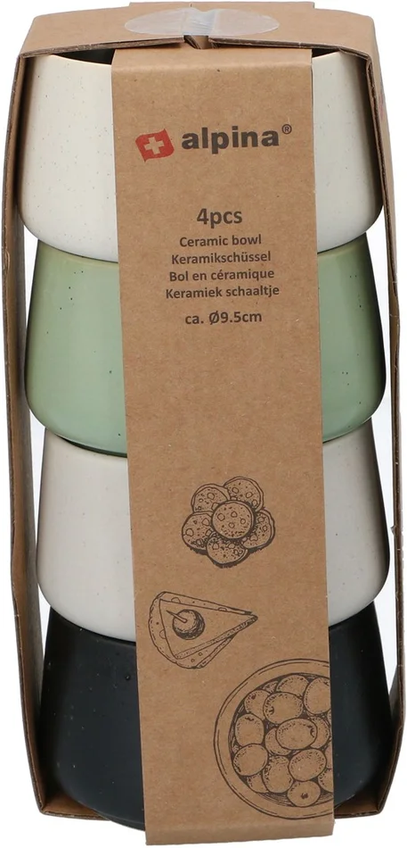 Alpina Keramiek schaaltje 95x50mm set 4 stuks