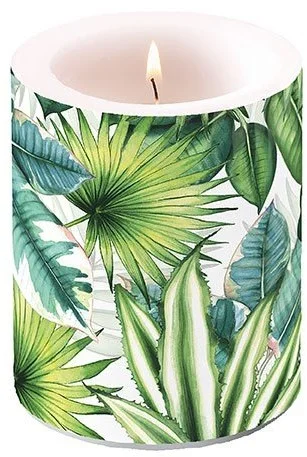 Ambiente Kaars Groot Tropische Bladen Wit Brand Naar Binnen