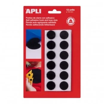 Apli Apli Klittenband Rond Zelfklevend – d: 19 mm – Zwart – 12 stuk
