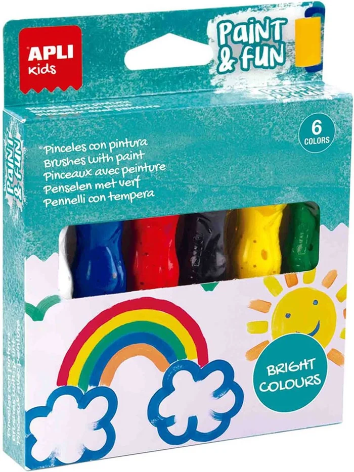 Apli Apli Verftubes met Kwast – 14 ml – 6 Heldere kleuren