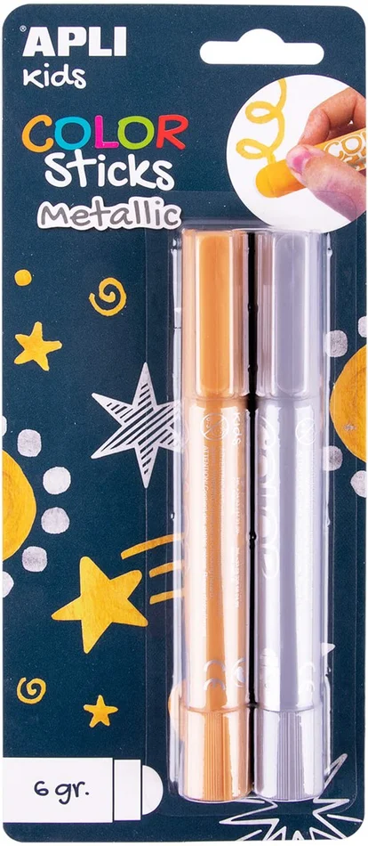APLI Kids APLI – Verfsticks 6G Metallic Goud & Zilver 6 stuks