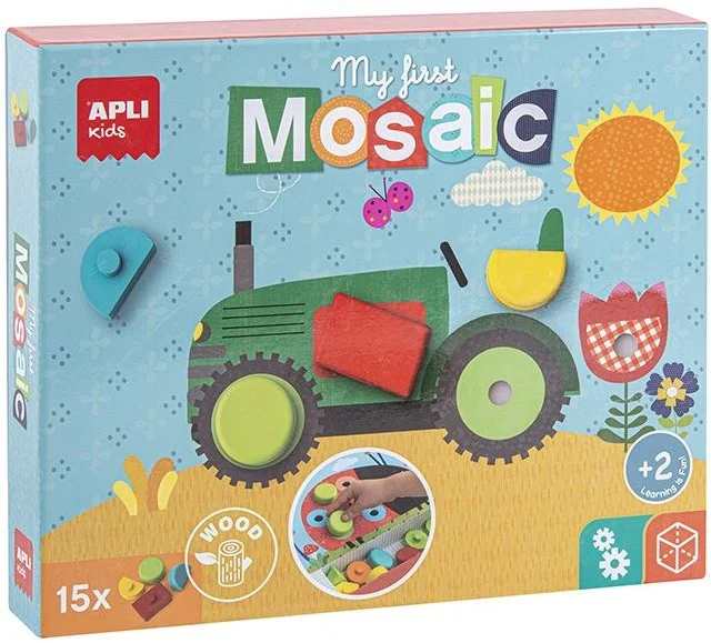 APLI Kids APLI – Mein erstes Holzmosaik (5 Karten, 15 Holzformen