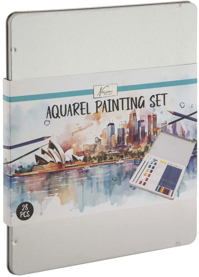 Aquarel Verfset in Tinnen Box, 28dlg