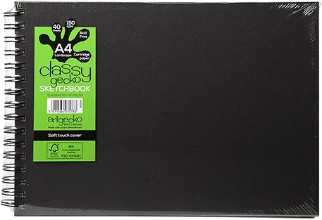 Artgecko Artgecko Classy Spiral-Skizzenbuch A4 Querformat 150 g 40 Blatt Weiß