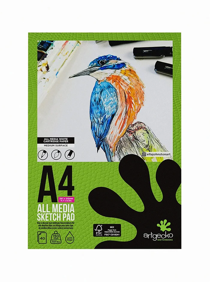 Artgecko Artgecko Pro Skizzenblock A4 150gr 40 Blatt Weiß