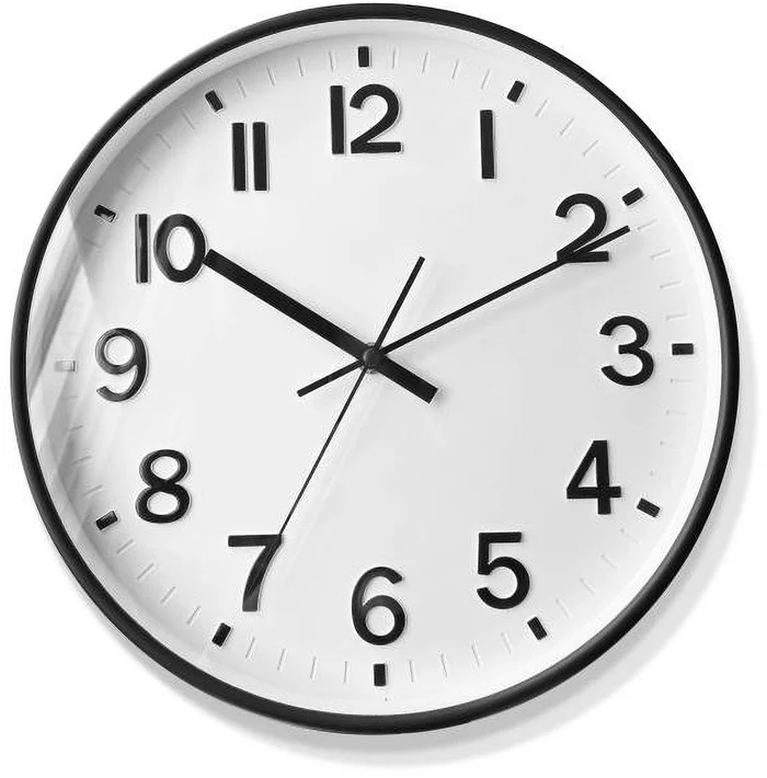 Attalos Wanduhr – Stilles Quarzuhrwerk – Minimalistische Designuhr – Wanduhr Küche 30 cm – Uhr Schwarz mit Weiß