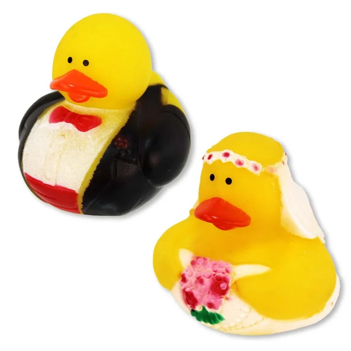 Badeente Hochzeitspaar mit Braut & Bräutigam – ca. 5 cm