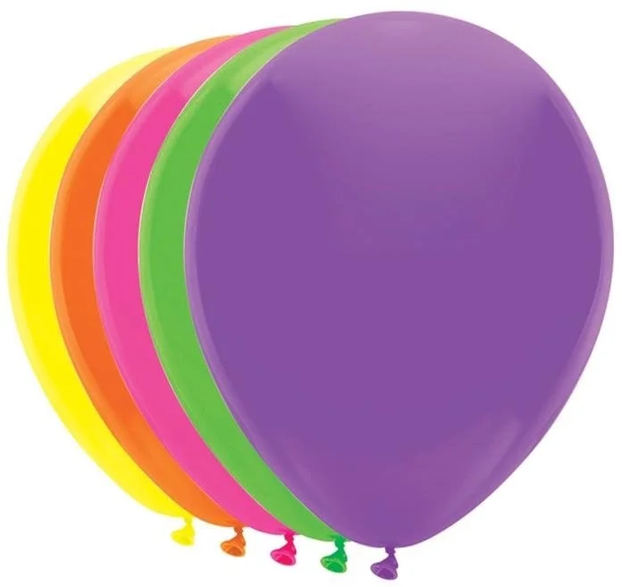 Ballonnen 5 Neonkleuren, 10st.
