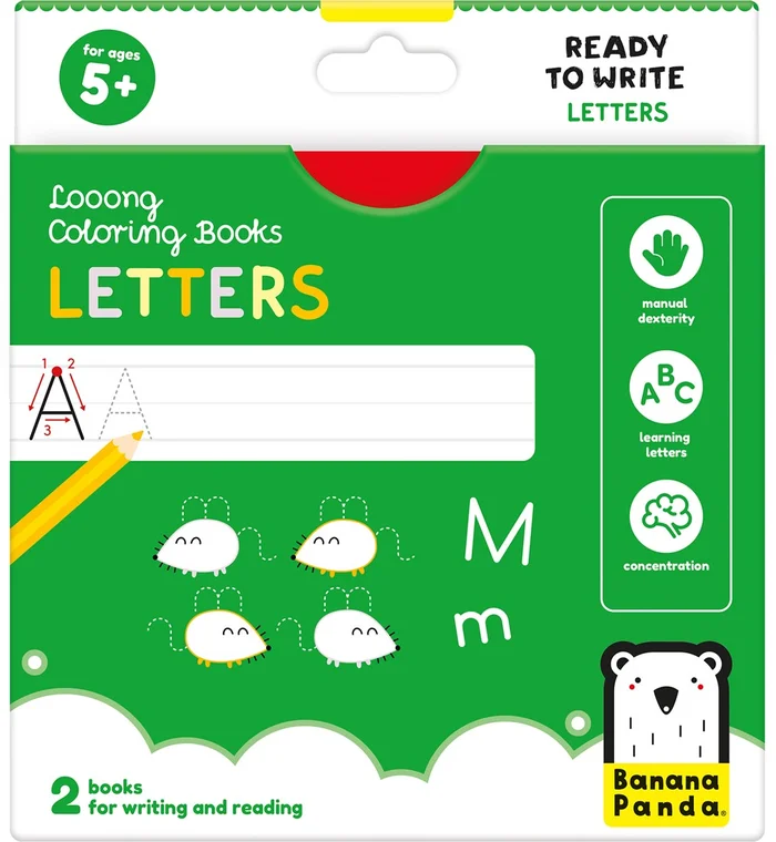 Banana Panda looong Ausmalbuch: Bereit zum Schreiben von Buchstaben 5+