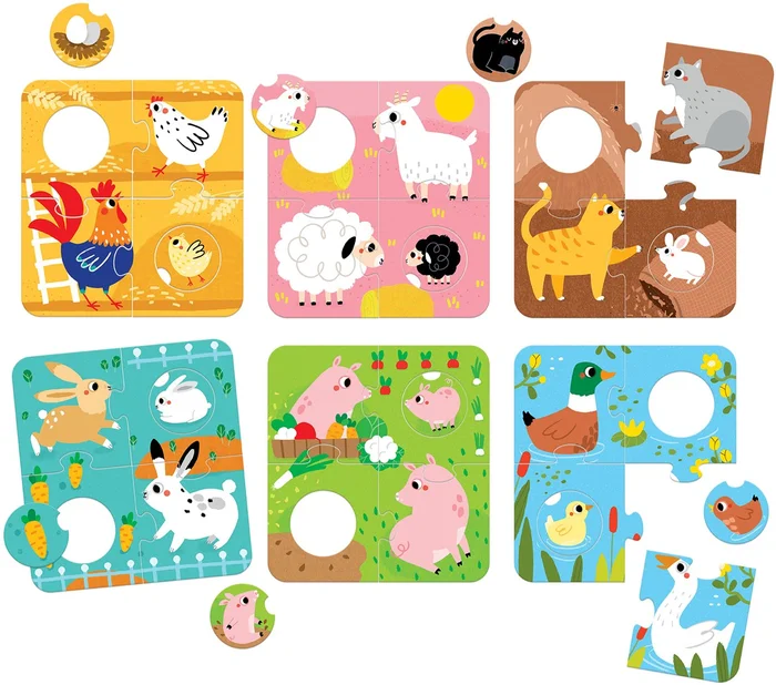 Banana Panda Puzzle: Finde die gleichen Bauernhoftiere 2+