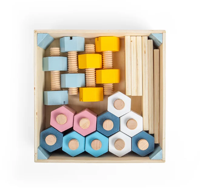 Bigjigs Kiste mit Muttern und Schrauben