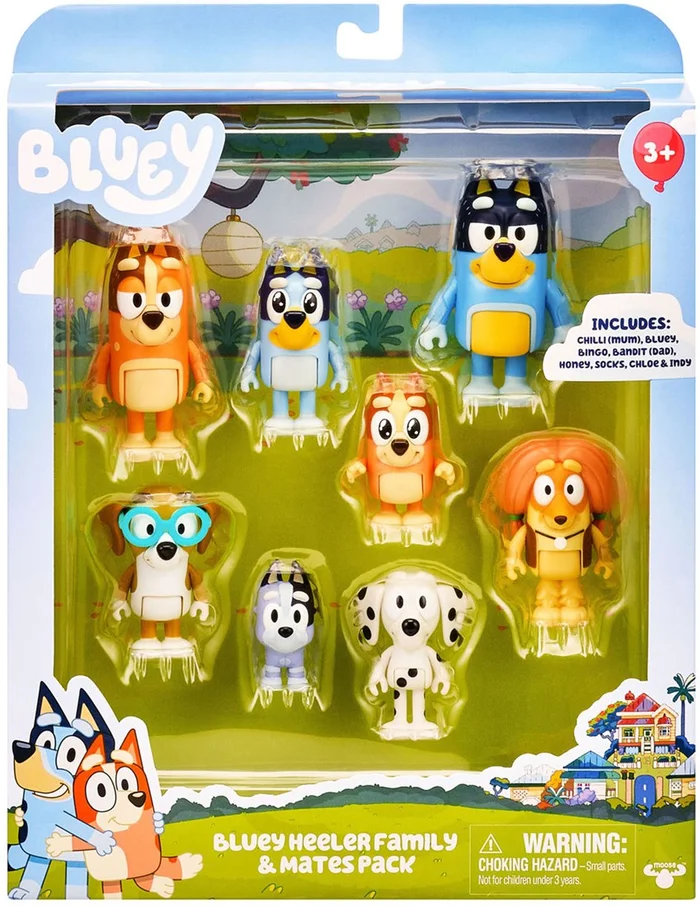 Bluey Speelfiguren Familie & Vrienden, 8st.