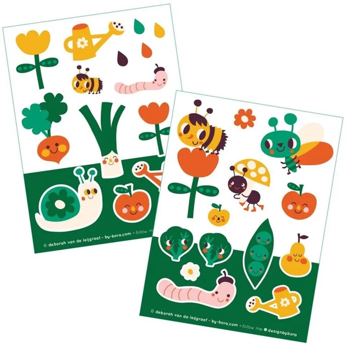 Bora Stickervellen 2 x A6. In the garden. (5 sets)