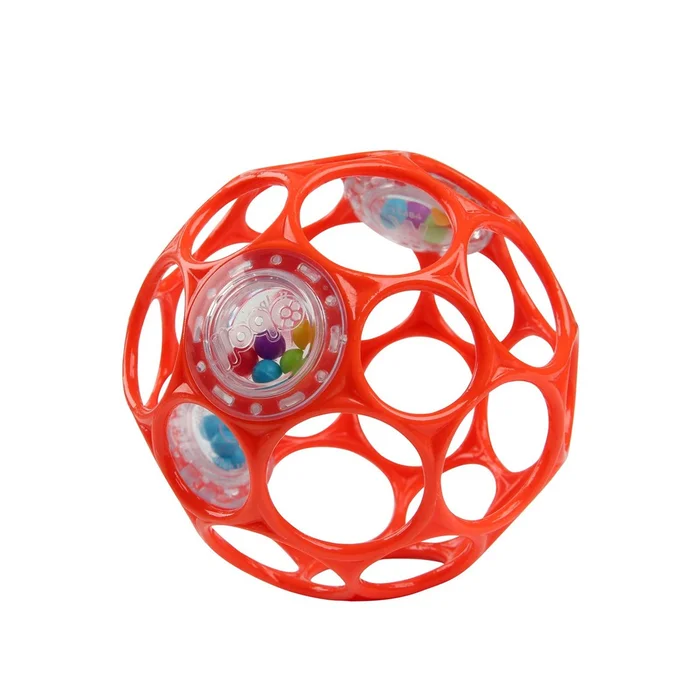 Bright Starts, Oball Rattle, Rot – Flexibles und leicht Greifbares Design, für Kinder jeden Alters