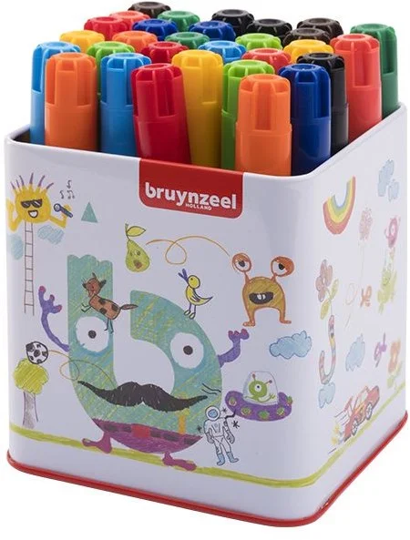 Bruynzeel Dikke Viltstiften in Koker, 30st.