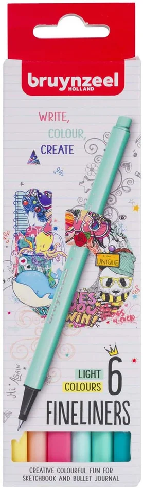 Bruynzeel Fineliner Set Licht 6 Kleuren