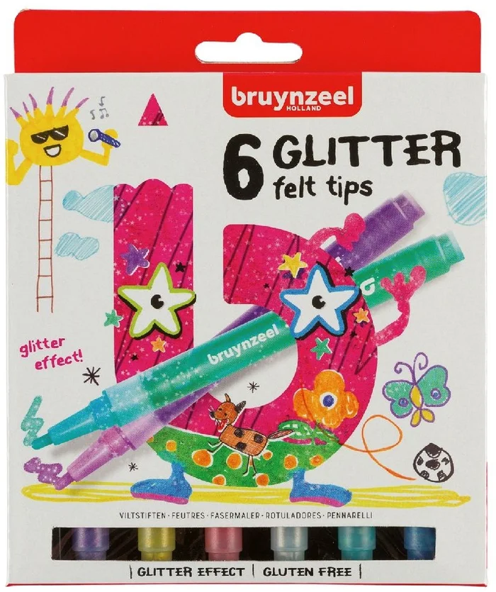Bruynzeel Kids Glitter Viltstiften, 6st.