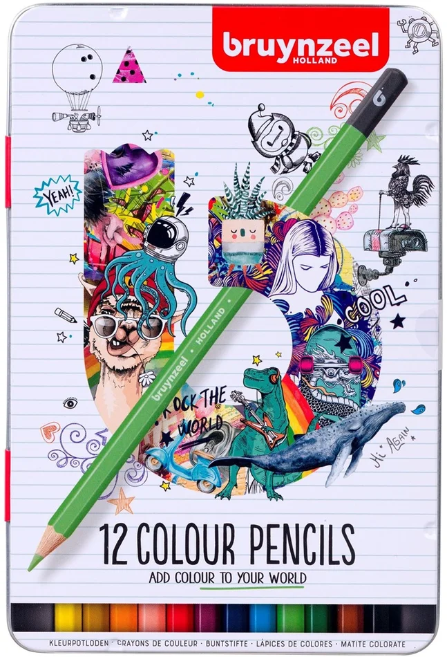 Bruynzeel Kleurpotloden Blik, 12 Kleuren