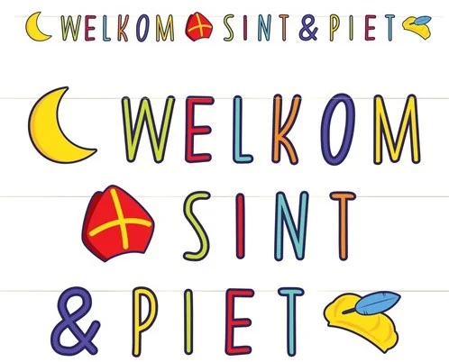 Buchstabengirlande Willkommen Sinterklaas & Piet