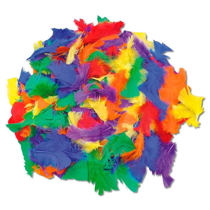 Bunte Flauschfedern zum Dekorieren und Basteln