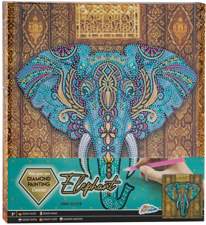 Canvas Diamond Painting Olifant, 30x30cm