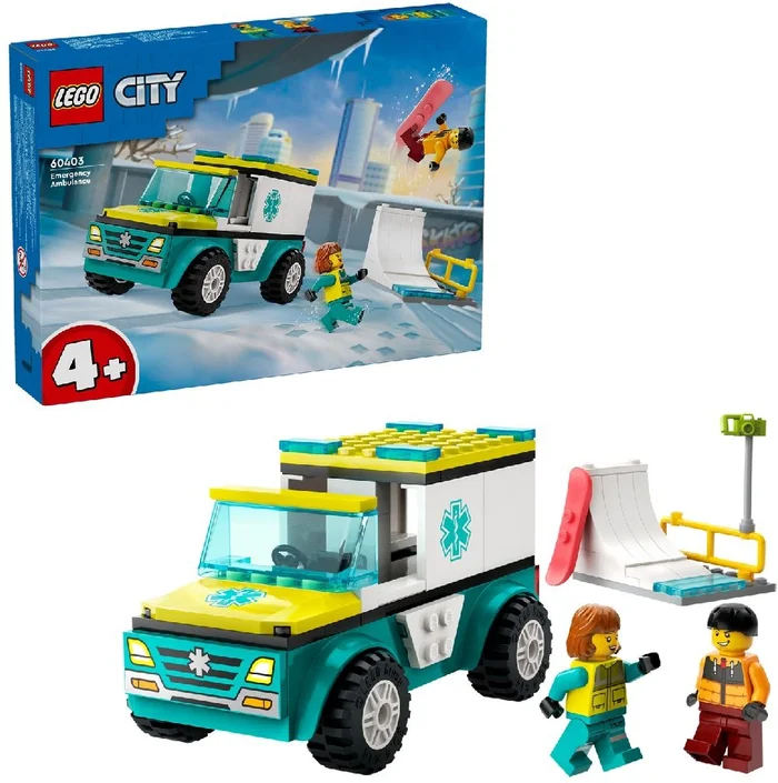 City Rettungswagen und Snowboarder