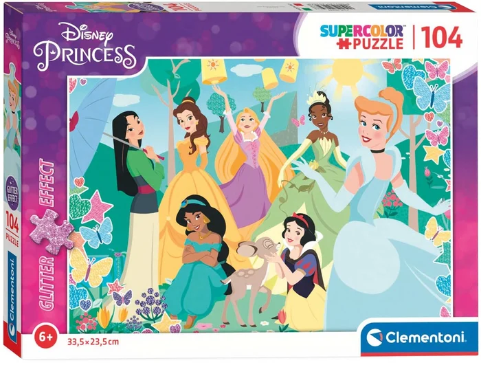 Clementoni Glitter Puzzel Disney Prinses, 104st.