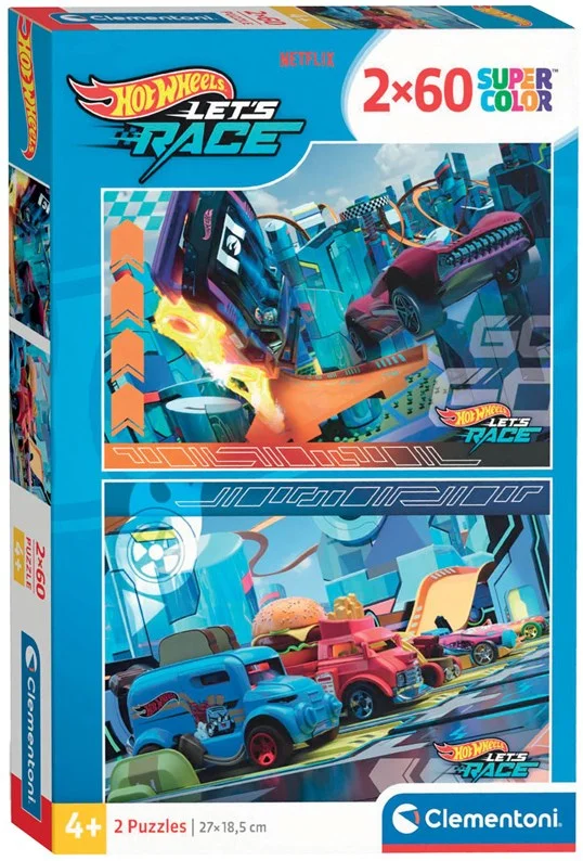 Clementoni Legpuzzel Super Color Hot Wheels, 2x60st.