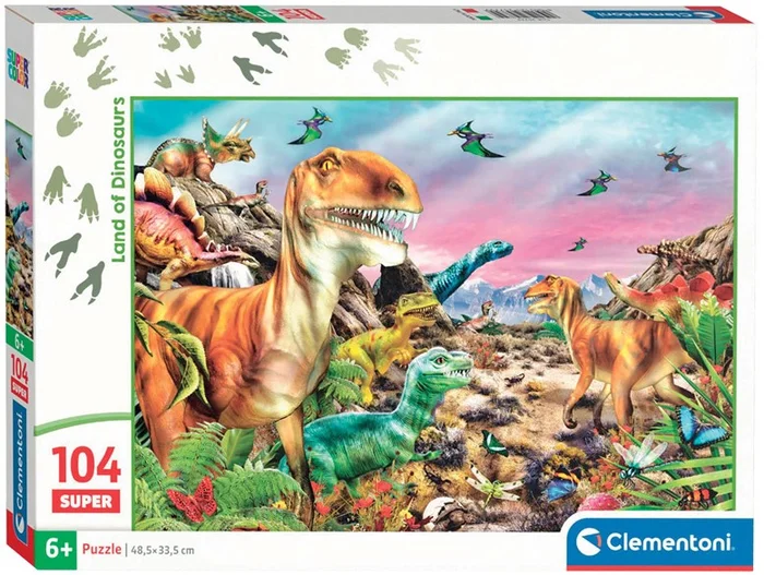 Clementoni Legpuzzel Super Color Land of Dinosaurs, 104st.