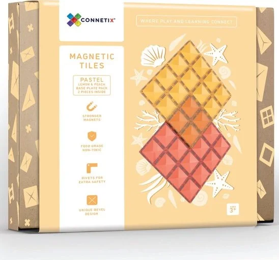 Connetix Magnetkacheln Base Lemon Peach 2 Stück