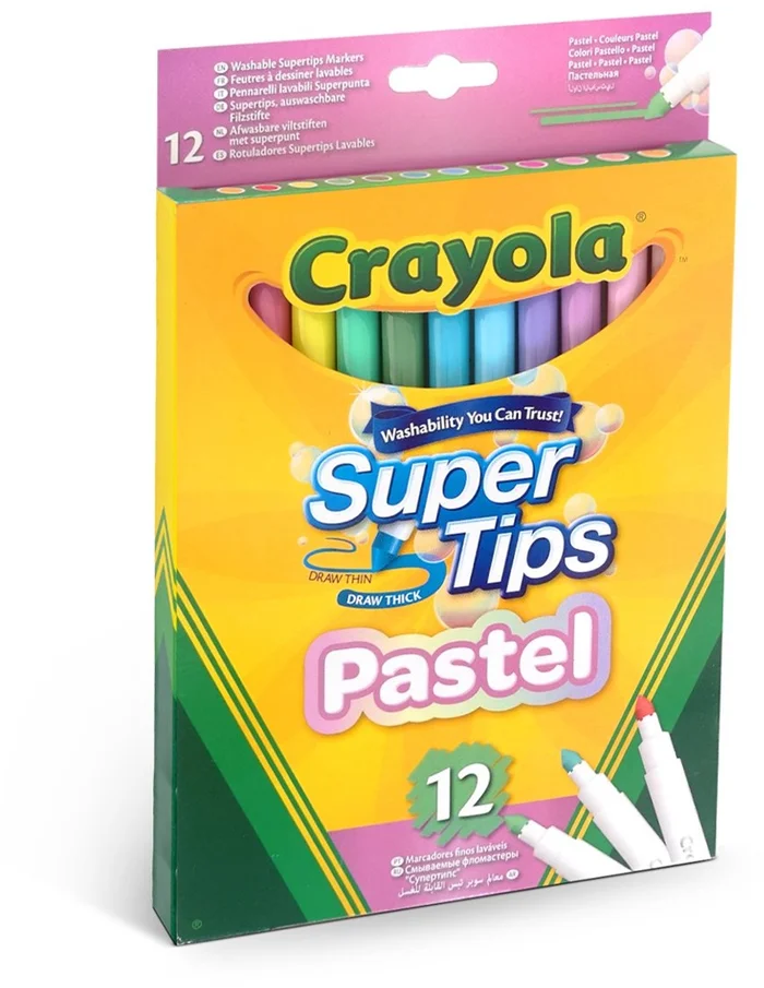 CRAYOLA 12 BRIGHT SUPERTIPS PASTEL EDITION