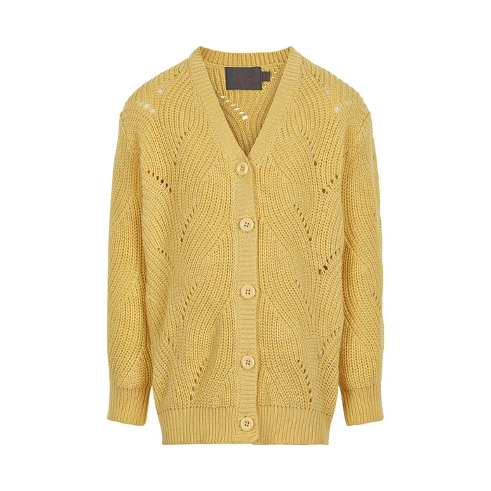 Creamie Baumwoll Strick Cardigan gelb