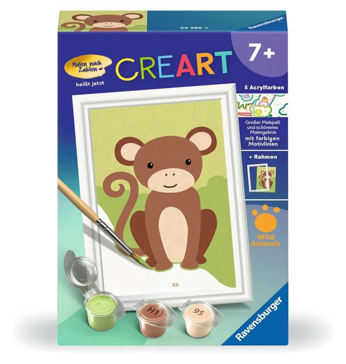 CreArt Kleiner Affe – Malen nach Zahlen für Kinder ab 7 Jahren
