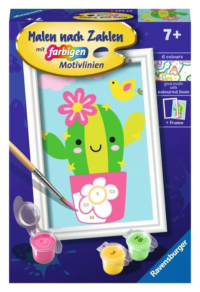 CreArt Kleiner Kaktus – Malen nach Zahlen für Kinder ab 7 Jahren