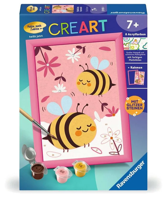 CreArt Niedliche Hummeln – Malen nach Zahlen für Kinder ab 7 Jahren