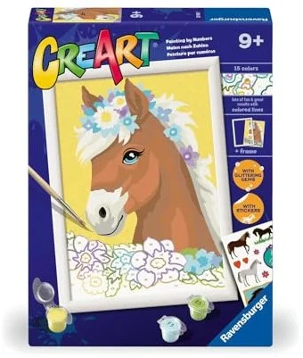 CreArt Schilderen op Nummer – Paard met Bloemen