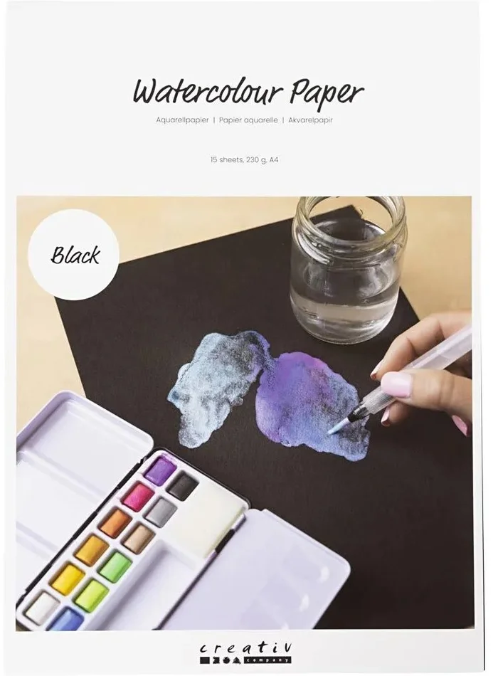 Creativ Company CC Aquarelpapier A4 Zwart 15 vel