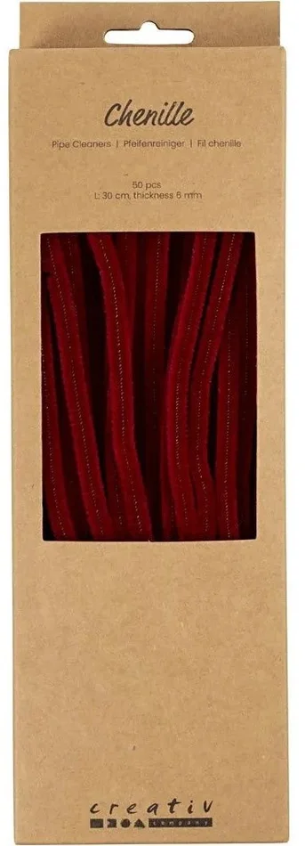 Creativ Company CC Chenilledraad Donkerrood 6mm x 30 cm 50 stuk